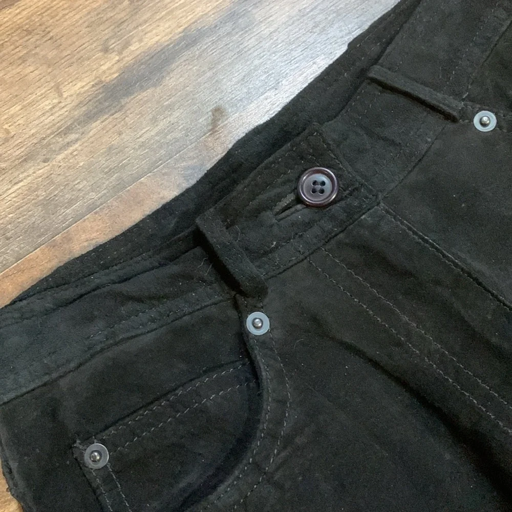 Vintage Black Suede 100 % Leather Pants Woman’s 5 Pocket Style Size 0/2 XS/Small - Picture 4 of 16